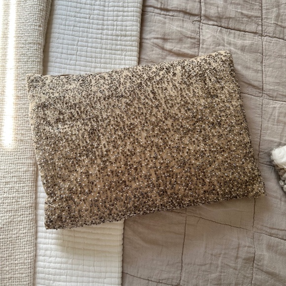 HomeGoods Beaded Throw Pillow, One Size, Taupe/Bronze/White - Picture 1 of 5